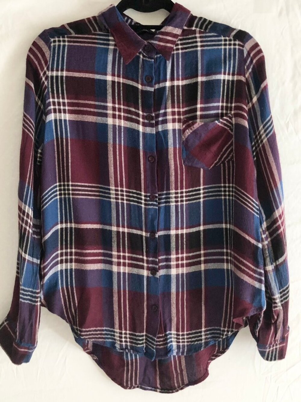 Blu Pepper Mulberry Plaid Flannel Buttondown Shirt Size M